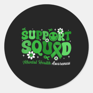 Adesivo Groovy Support Squad Mental Health Awarness Green