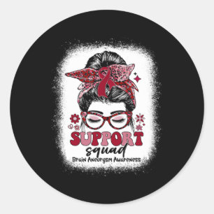Adesivo Groovy Support Squad Messy Bun Brain Aneurysm