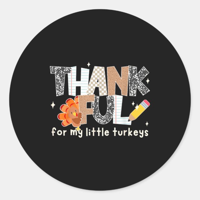 Adesivo Groovy Thankful For My Little Turkeys Thanksgiving (Frente)