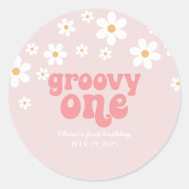 Adesivo Groovy Um Retro daisy boho floral primeiro anivers