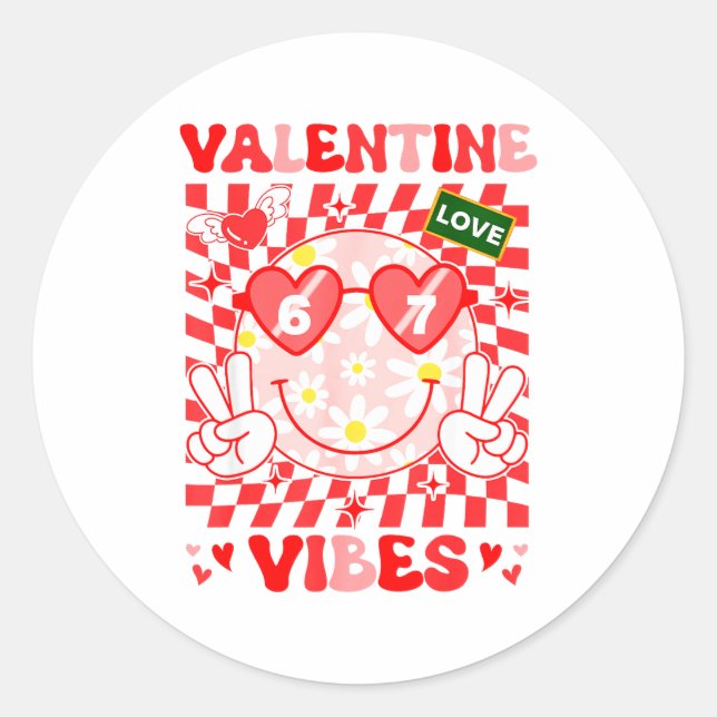 Adesivo Groovy Valentine Vibes Happy Valentine's Day Girl  (Frente)