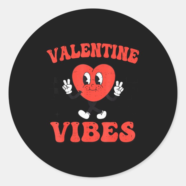Adesivo Groovy Valentine Vibes Heart Peace Valentines Day  (Frente)