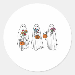 Adesivo Groovy Vintage Floral Ghost Cute Halloween Spooky