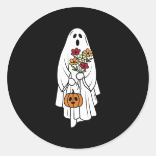 Adesivo Groovy Vintage Floral Ghost Cute Halloween Spooky