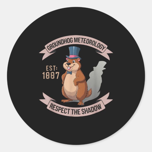 Adesivo Groundhog Funny Uni Adults Kids Black Short Sleeve (Frente)