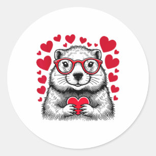 Adesivo Groundhog Red Heart Shape Animal Lo