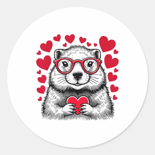 Adesivo Groundhog Red Heart Shape Animal Lo (Frente)