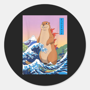 Adesivo Groundhogzilla Engraçado Japonês Grande Onda Anime