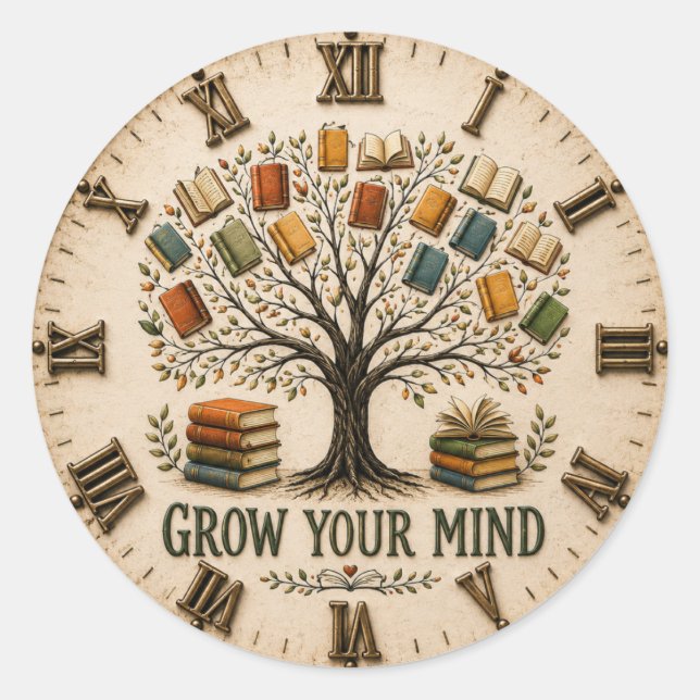 Adesivo Grow Your Mind Book  Reading Teacher Gift (Frente)