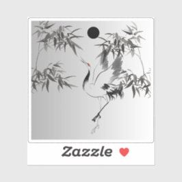 Adesivo Grua Japonesa e Bambu Tinta Lavada - Zen Sumi-e Ar
