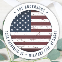 Grunge American Flag Militar Return Endereço