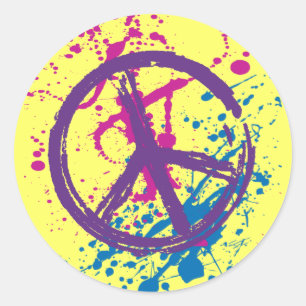 ADESIVO GRUNGE E SINAL DE PAZ DO SPLATTER
