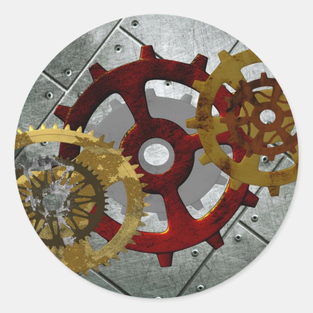 Adesivo Grunge Steampunk Clocks e Gears (Frente)