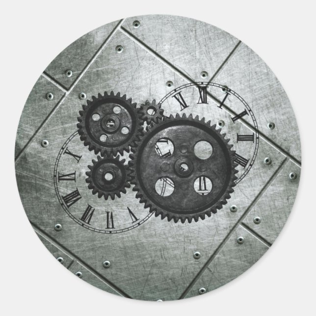 Adesivo Grunge Steampunk Clocks e Gears (Frente)