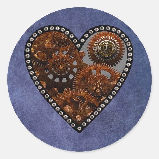 Adesivo Grunge Steampunk Clocks e Gears Heart (Frente)