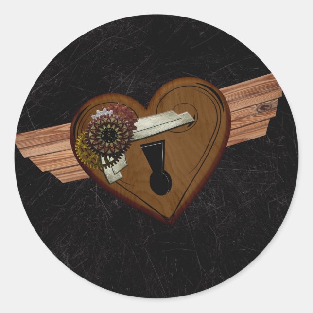 Adesivo Grunge Steampunk Heart (Frente)