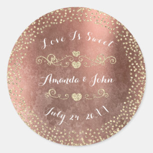 Adesivo Grungy Rosa Dourado Glitter Salve a Data Amor Doce