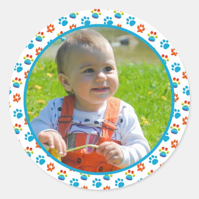 Adesivo Grupo Adorável do primeiro aniversario Arco-Íris (Frente)