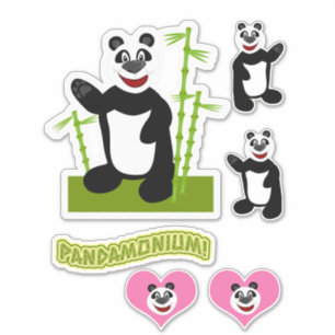Adesivo Grupo bonito do urso de panda dos desenhos