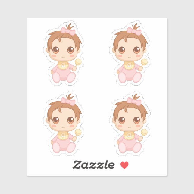 Adesivo Grupo cor-de-rosa do Jumpsuit do bebé de 4 (Folha)