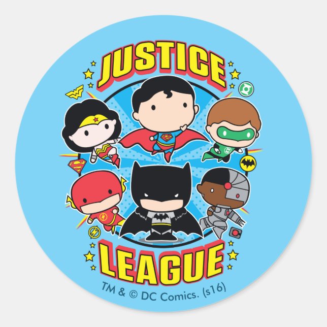 Adesivo Grupo da Liga da Justiça Chibi (Frente)
