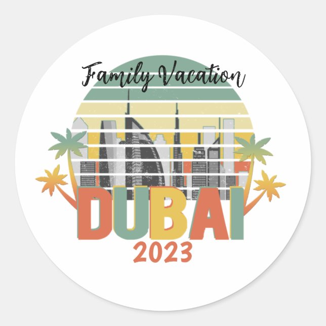 Adesivo Grupo de Férias Turísticas de Viagem de Dubai (Frente)