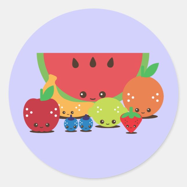 Adesivo Grupo de Frutas Kawaii (Frente)