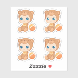 Adesivo Grupo do Jumpsuit do urso da menina do bebé de 4