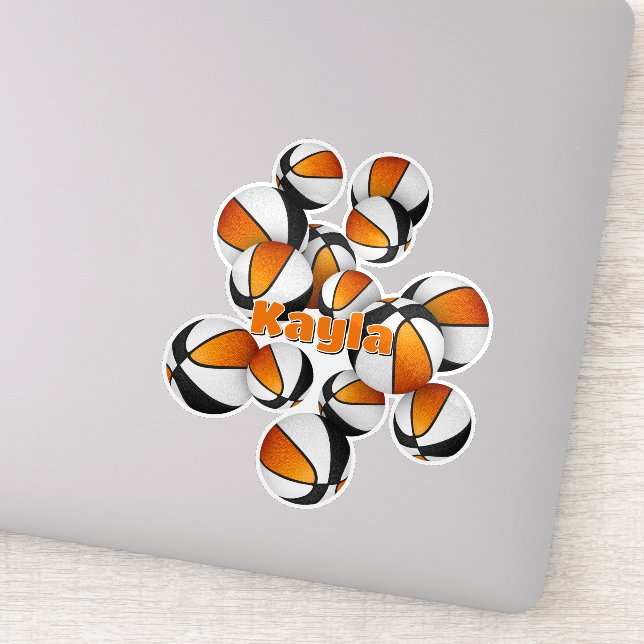 Adesivo grupo preto alaranjado cores basketball nome do jo (Detalhe)