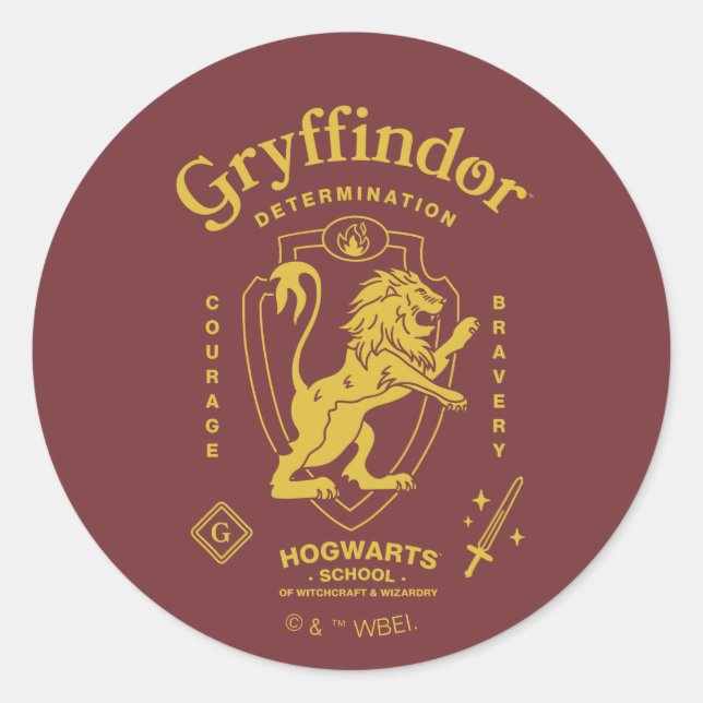 Adesivo GRYFFINDOR™ Determination Courage Bravery Crest (Frente)