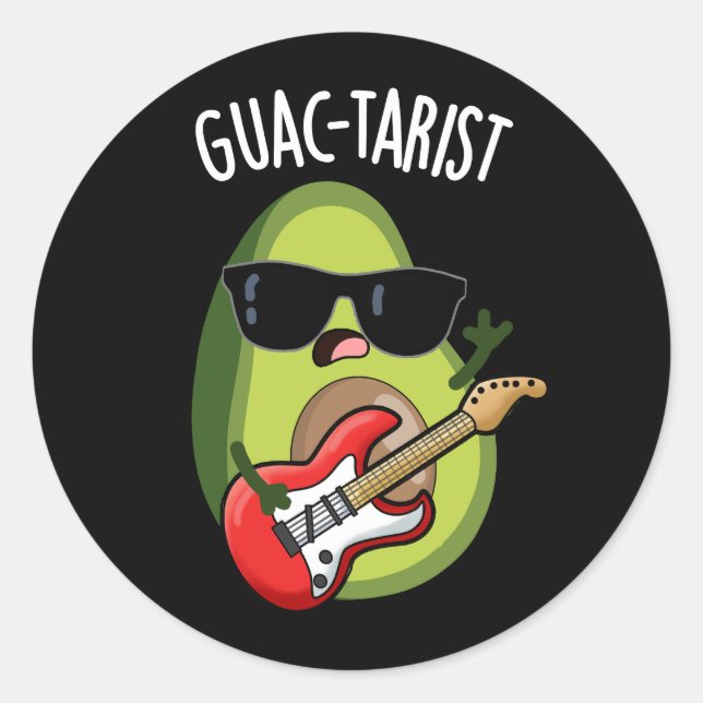 Adesivo Guac-tarista Funny Avocado Pun Dark BG (Frente)