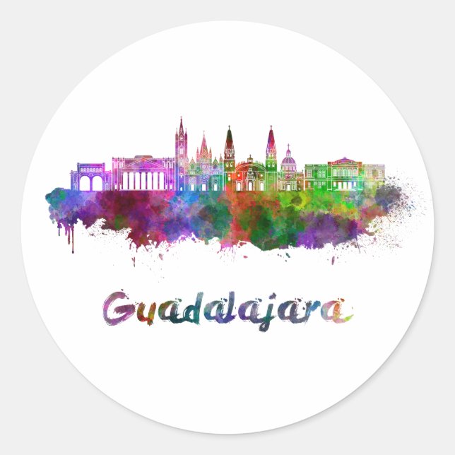 Adesivo Guadalajara skyline in watercolor (Frente)