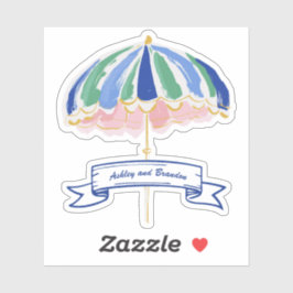 Adesivo Guarda-Chuva de Praia Tropical Costeira Personaliz