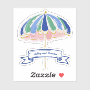 Adesivo Guarda-Chuva de Praia Tropical Costeira Personaliz