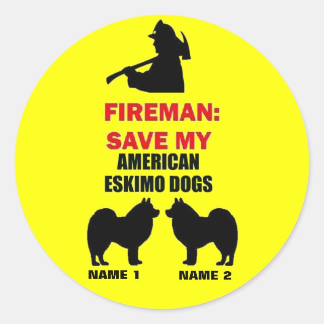 Adesivo Guardar Meus Cães Eskimo Americanos (Frente)