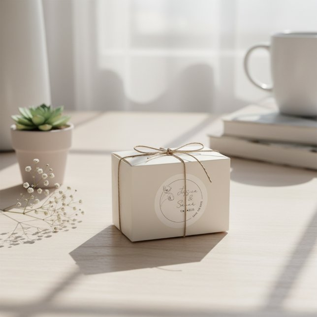 Adesivo Guardar O Casamento De Datas Mínimas De Poppy (Save The Date Minimalist Poppy Wedding Classic Round Sticker)