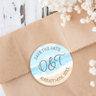 Adesivo Guardar Personalizado Casamento Costeiro de Data