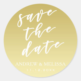Adesivo Guarde a data, Script Faux Dourado Wedding Sticker