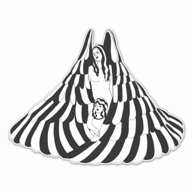 Adesivo Guardian Angel Woman pequena garota Arte espiritua (Frente)