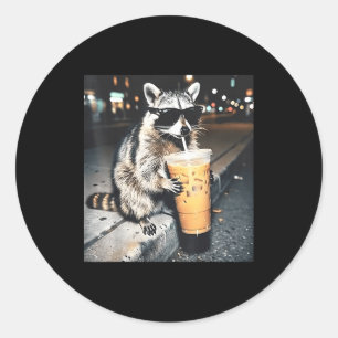 Adesivo Guaxinim bebendo café gelado meme engraçado de ani