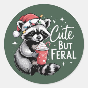 Adesivo Guaxinim De Natal Fofo Mas Feroz Animal Engraçado