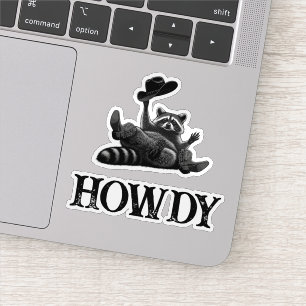 Adesivo Guaxinim Divertido 'Howdy' com Chapéu e Botas de C