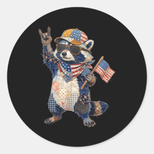 Adesivo Guaxinim engraçado bandeira EUA patriótico animal 