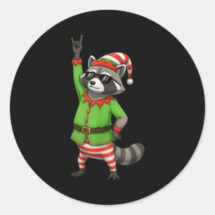 Adesivo Guaxinim engraçado de Natal vestido como elfo com
