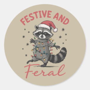 Adesivo Guaxinim engraçado Natal selvagem Meme Natal
