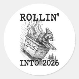 Adesivo Guaxinim Engraçado Rolando no Lixo de 2026 Ano Nov