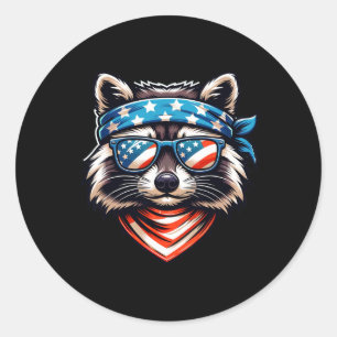 Adesivo Guaxinim Patriota Lixo da Bandeira Americana de 4 