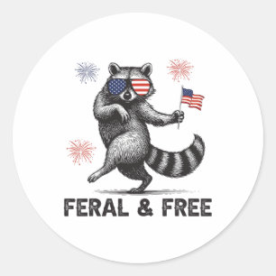 Adesivo Guaxinim Patriótico Feral Mas Livre Bandeira Dos E