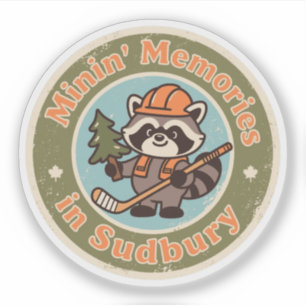 Adesivo Guaxinim Vintage Sudbury Ontário