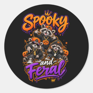 Adesivo Guaxinins de Halloween Favor de Hip Hop Feral Assu